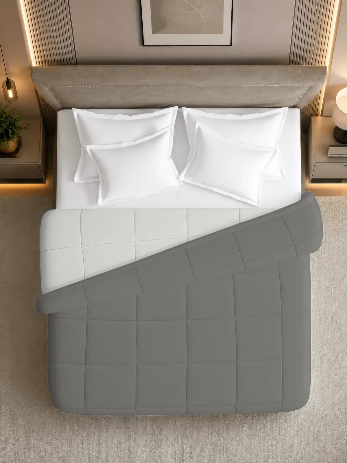 Nest 250 GSM Solid Double Bed Reversible Comforter | AC Blanket | Dohar | 90x100 Inches