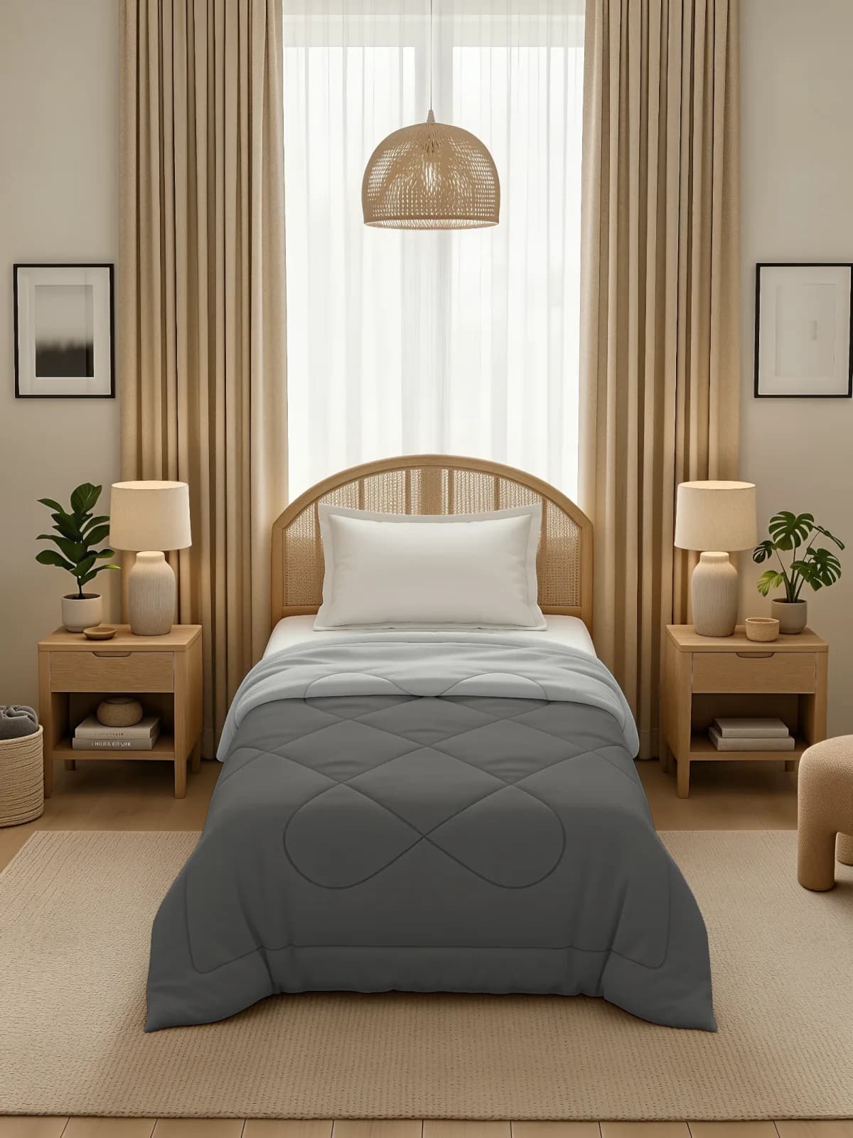 Nest 220 GSM Solid Single Bed Reversible Comforter