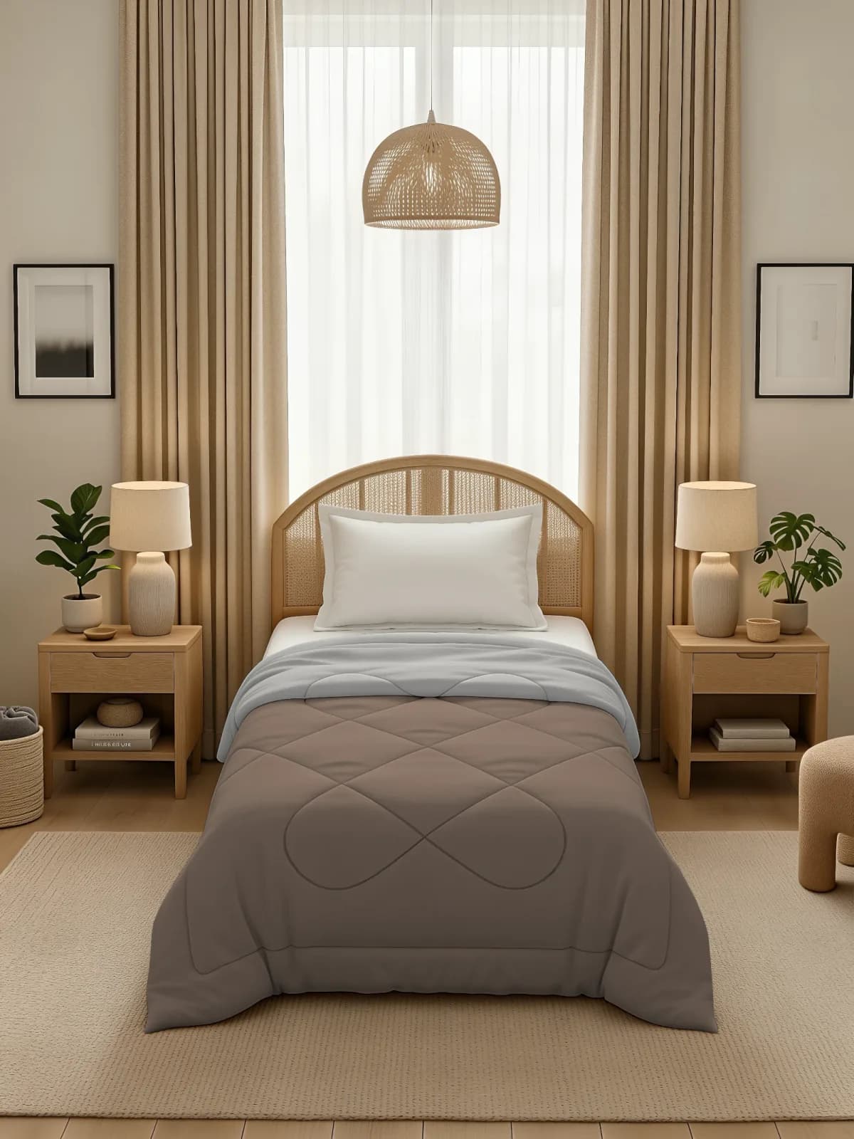 Nest 220 GSM Solid Single Bed Reversible Comforter
