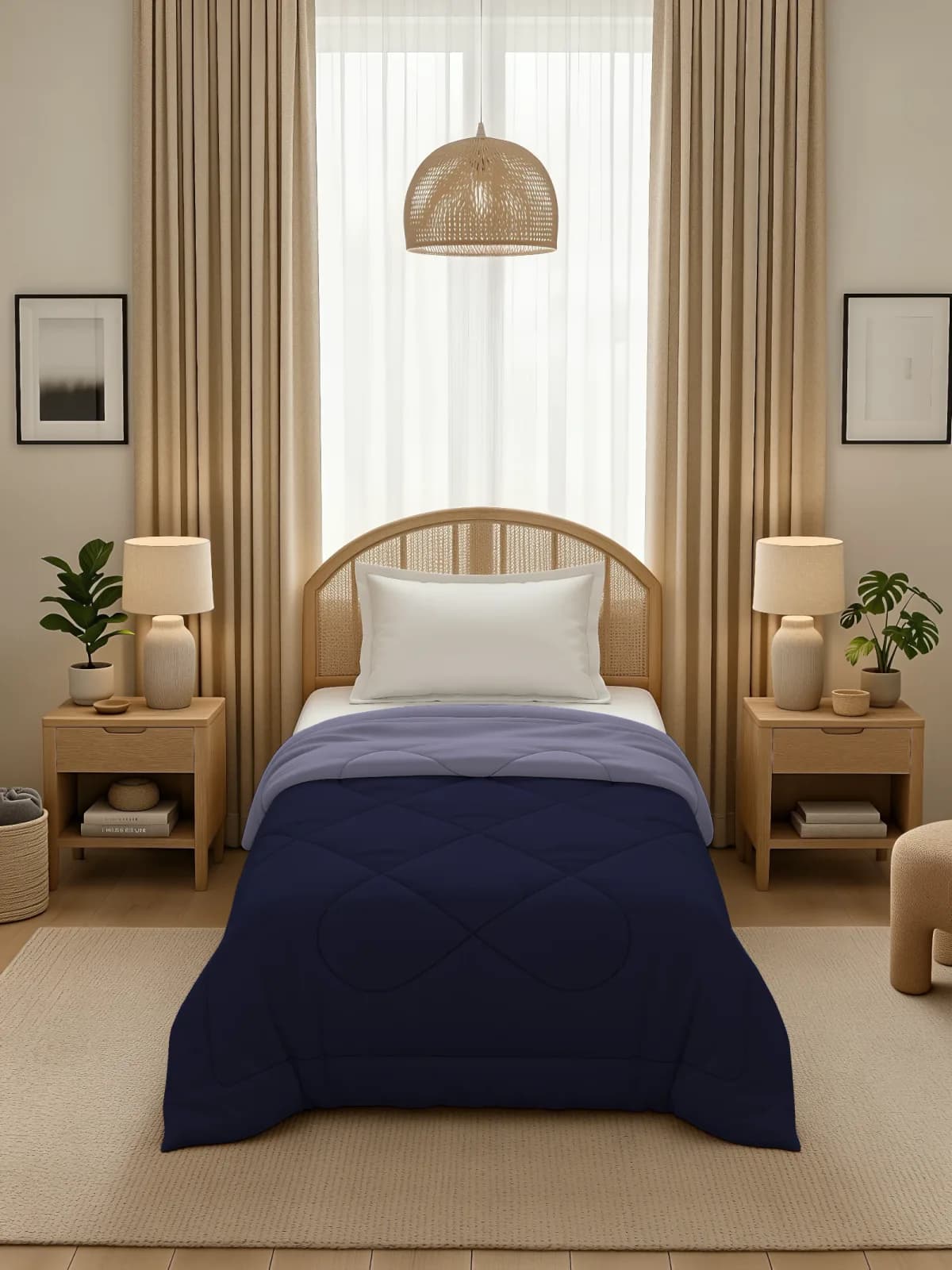 Nest 220 GSM Solid Single Bed Reversible Comforter