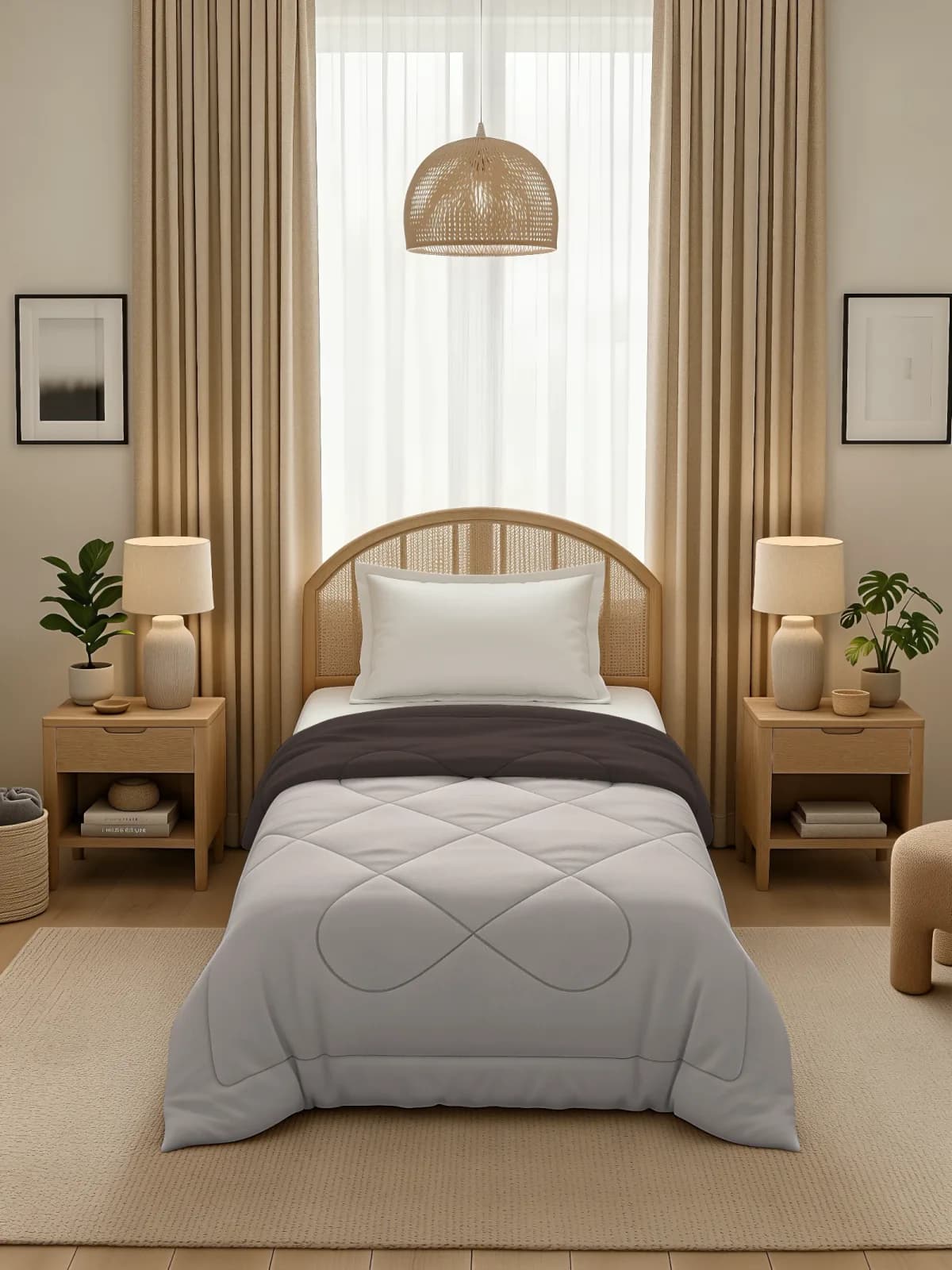 Nest 220 GSM Solid Single Bed Reversible Comforter