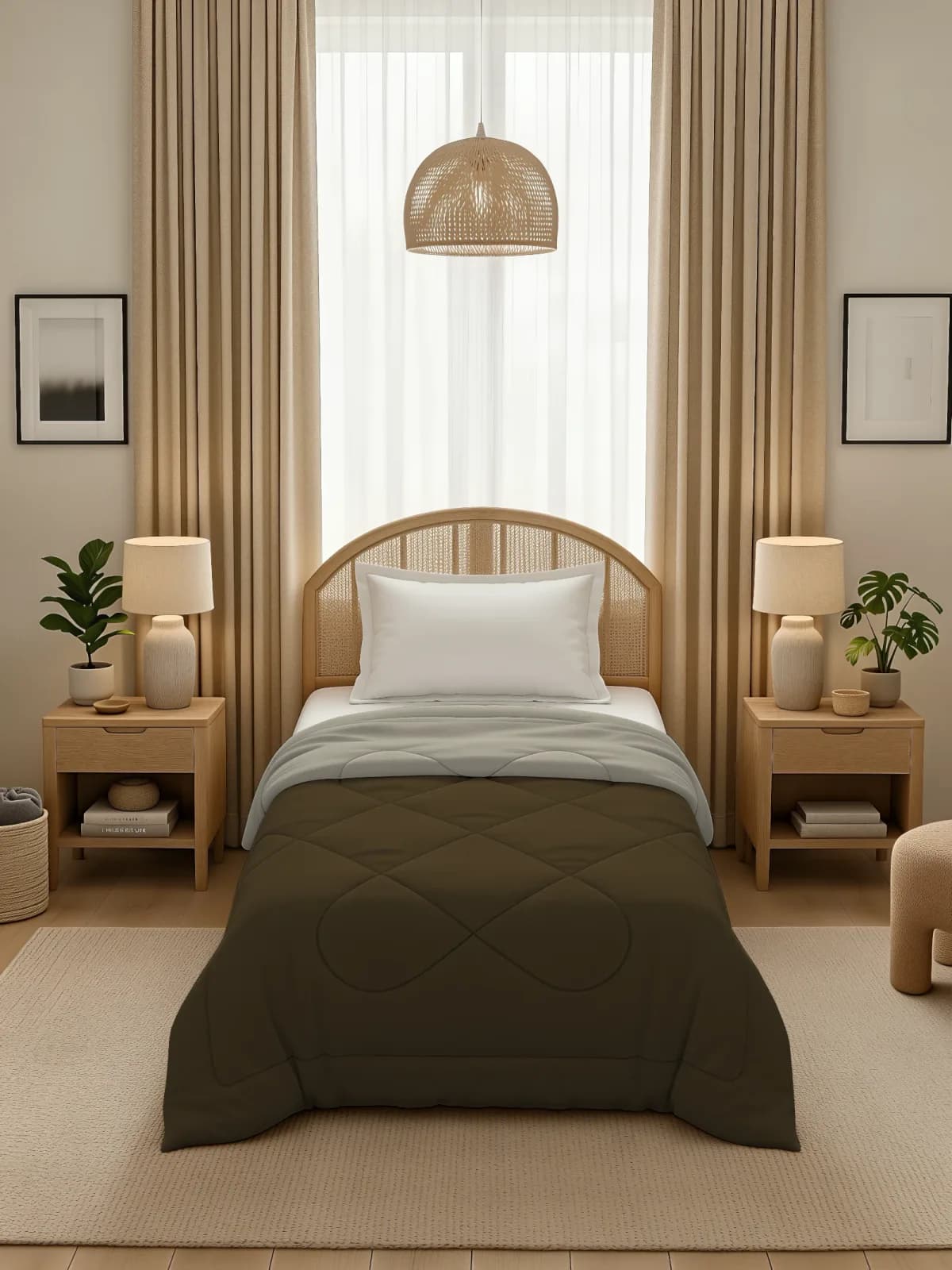 Nest 220 GSM Solid Single Bed Reversible Comforter