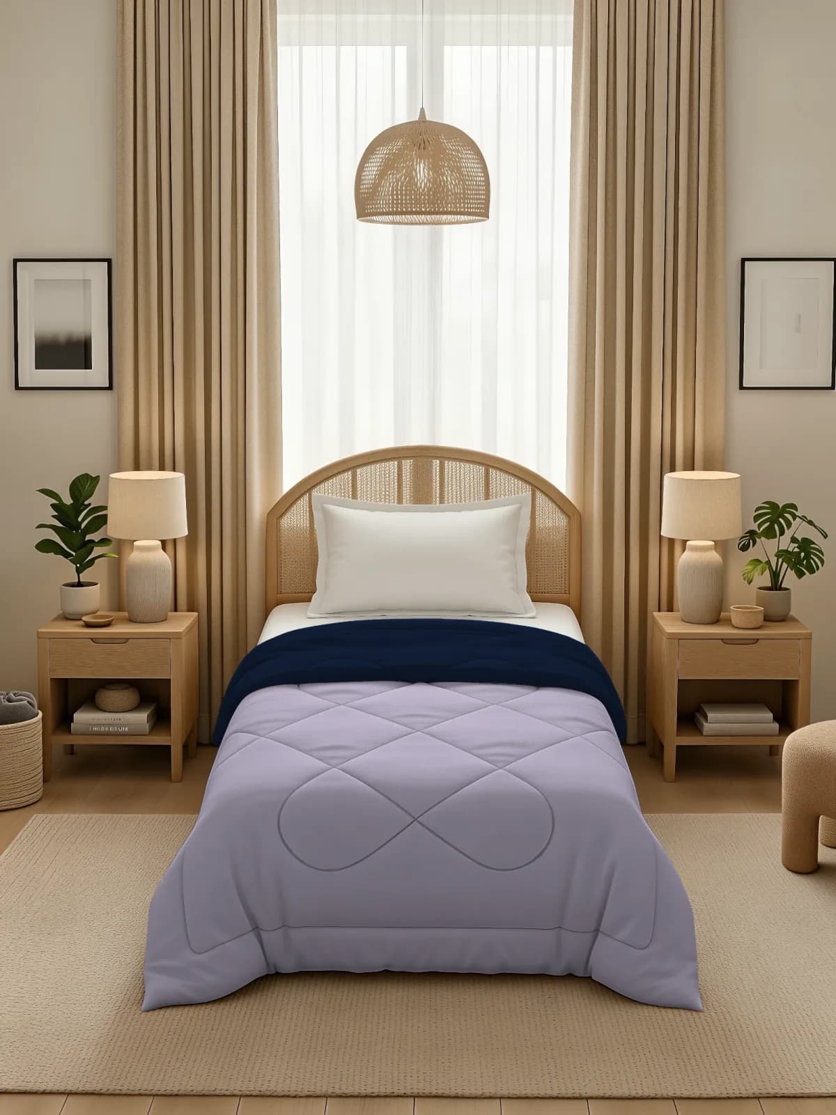 Nest 220 GSM Solid Single Bed Reversible Comforter