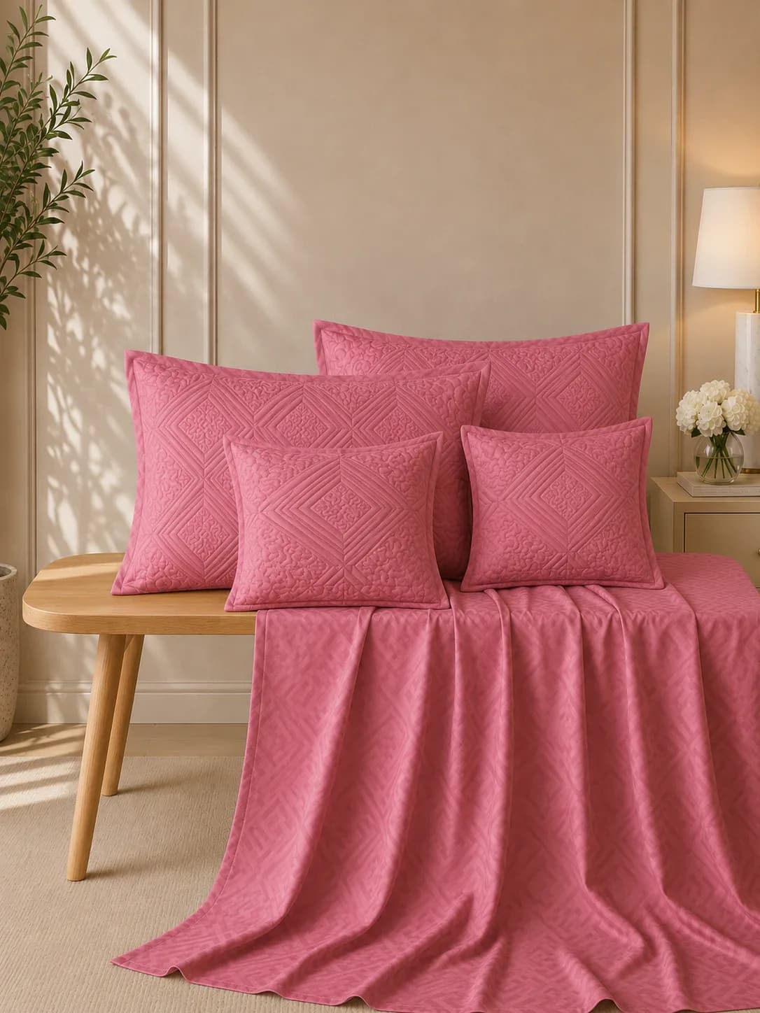 ANOKHI 5 PIECE HAND QUILTED BEDDING SET
