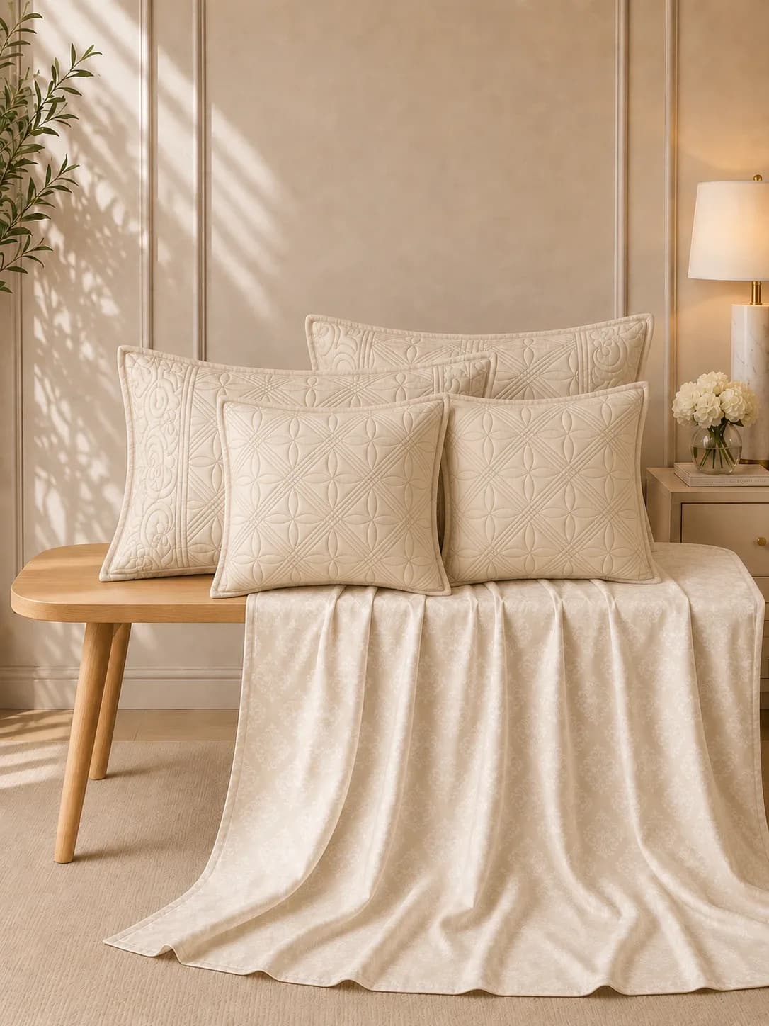 ANOKHI 5 HAND PIECE QUILTED BEDDING