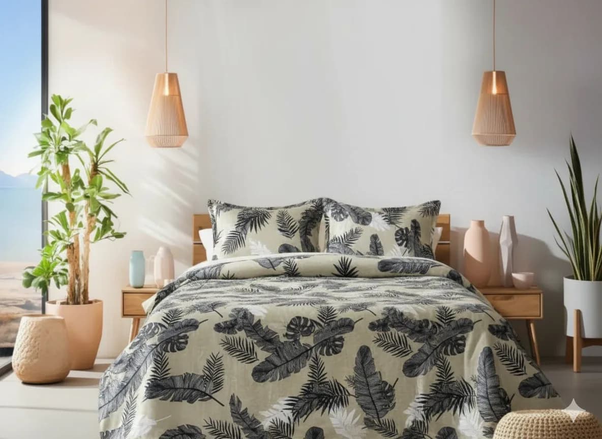 Botanical Print Bedsheet Set with 2 Pillow Covers