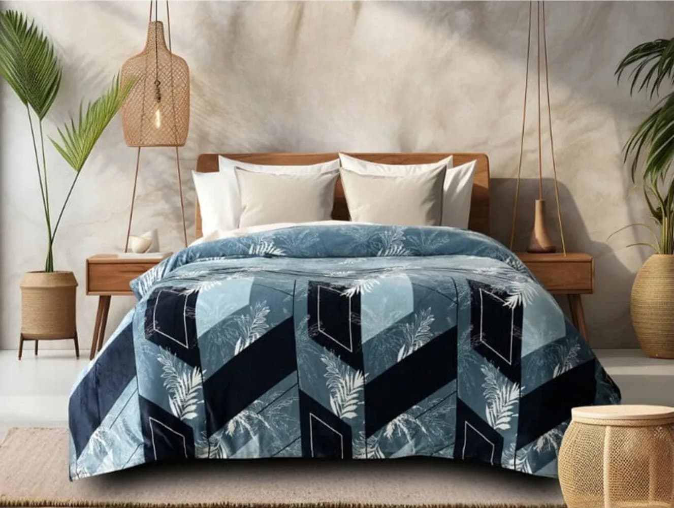 Structured Geometric Bedsheet & 2 Pillow Covers