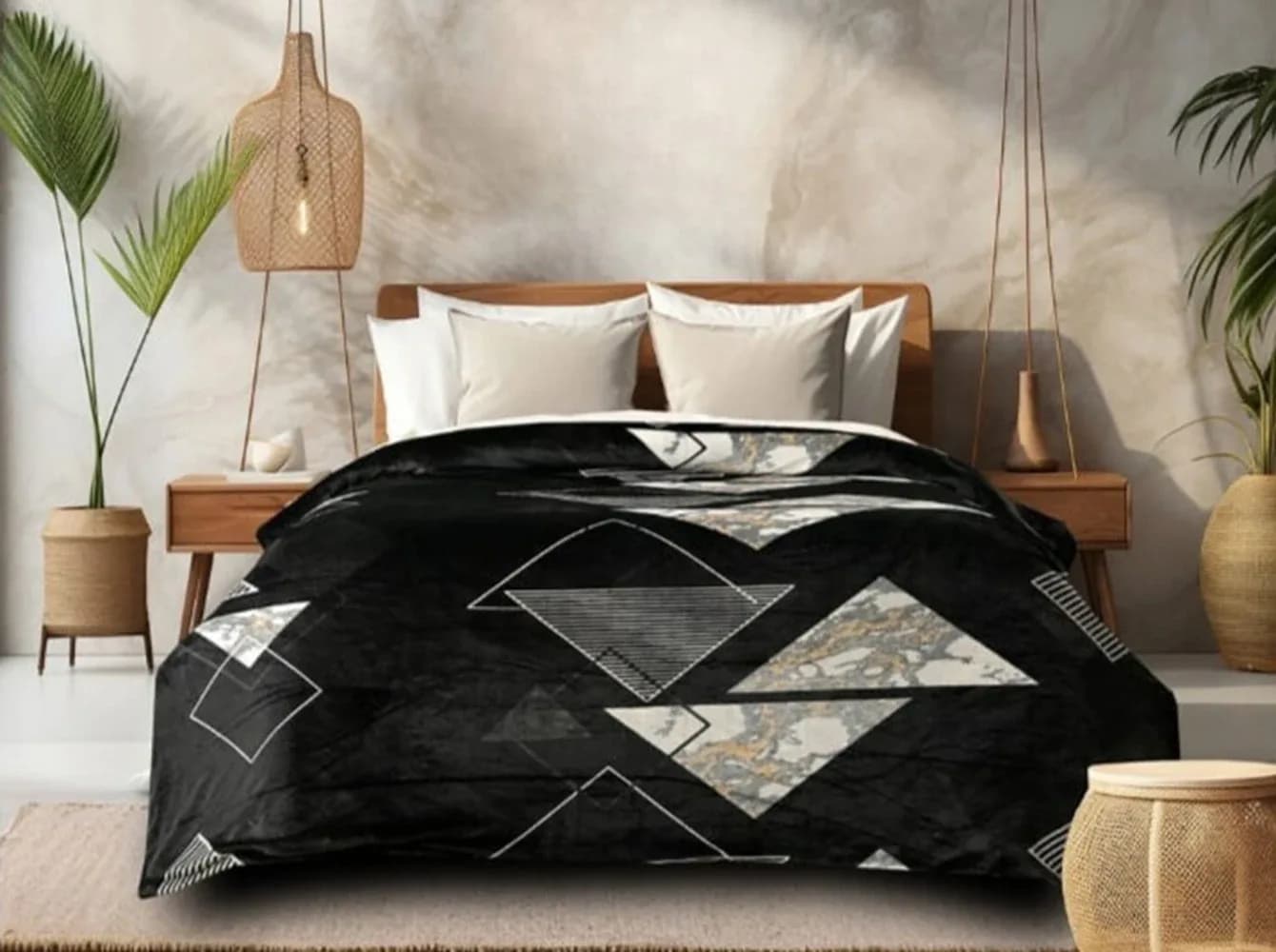 Geometric Bedsheet with 2 Pillow Covers