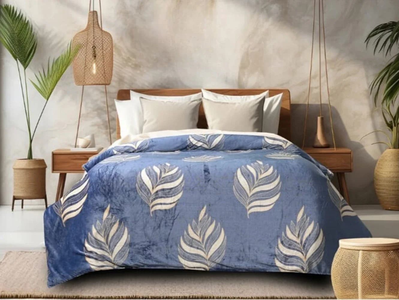 Botanical Pattern Bedsheet Set with 2 Pillow Covers