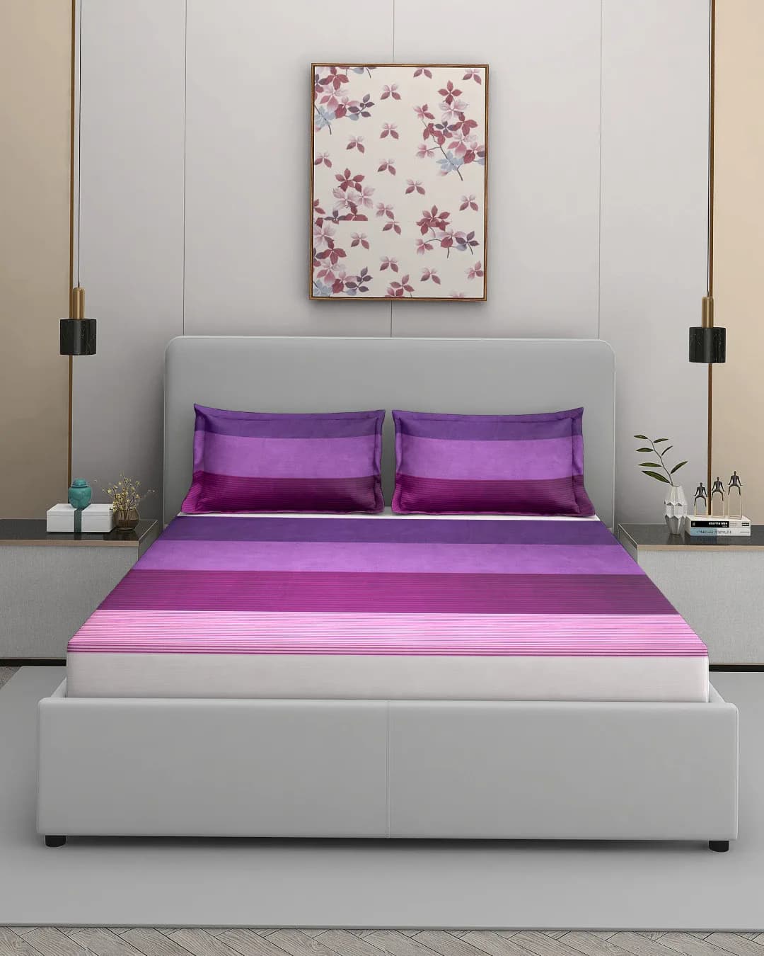 Striped Bedsheet with 2 Pillow Covers