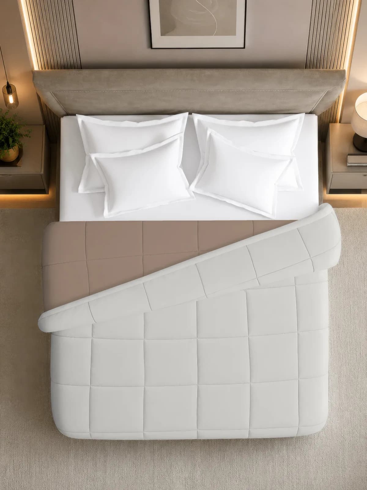 NEST SOLID DOUBLE BED COMFORTER | AC BLANKET - SAND & COCO