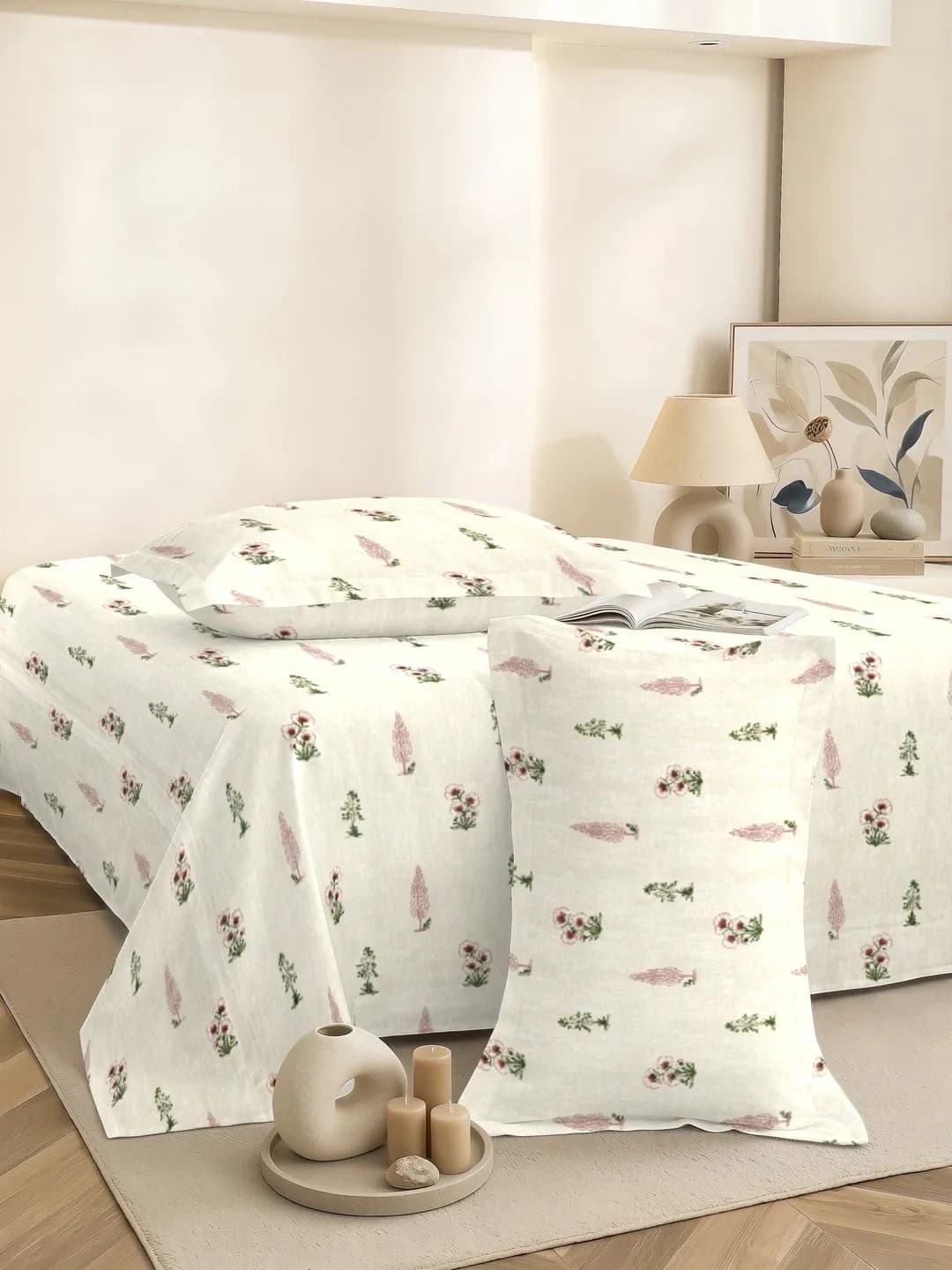 PETAL 180TC PERCALE SUPER KING BEDDING SET - BEIGE