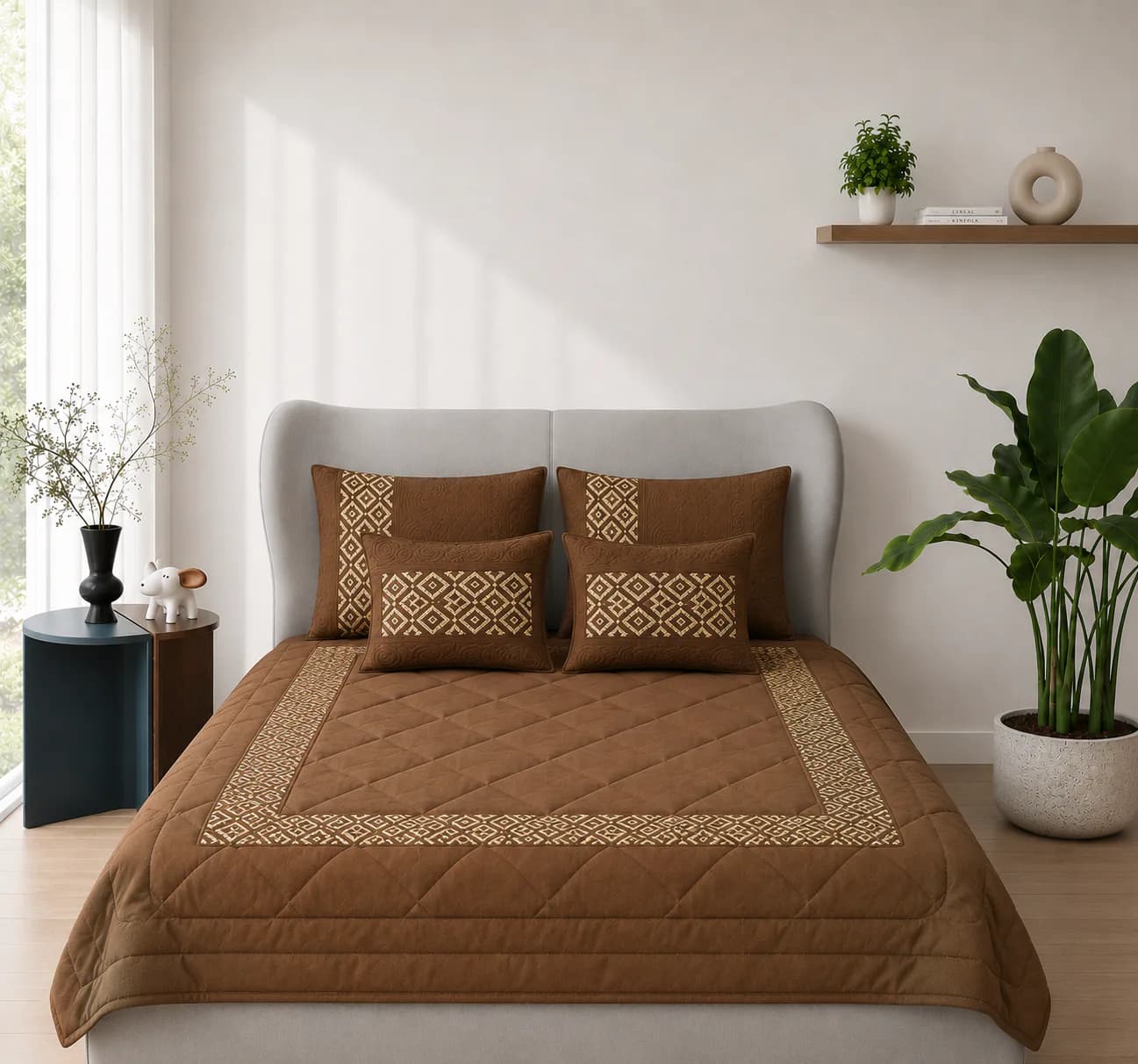 6 PIECE EMBROIDERY BEDDING SET
