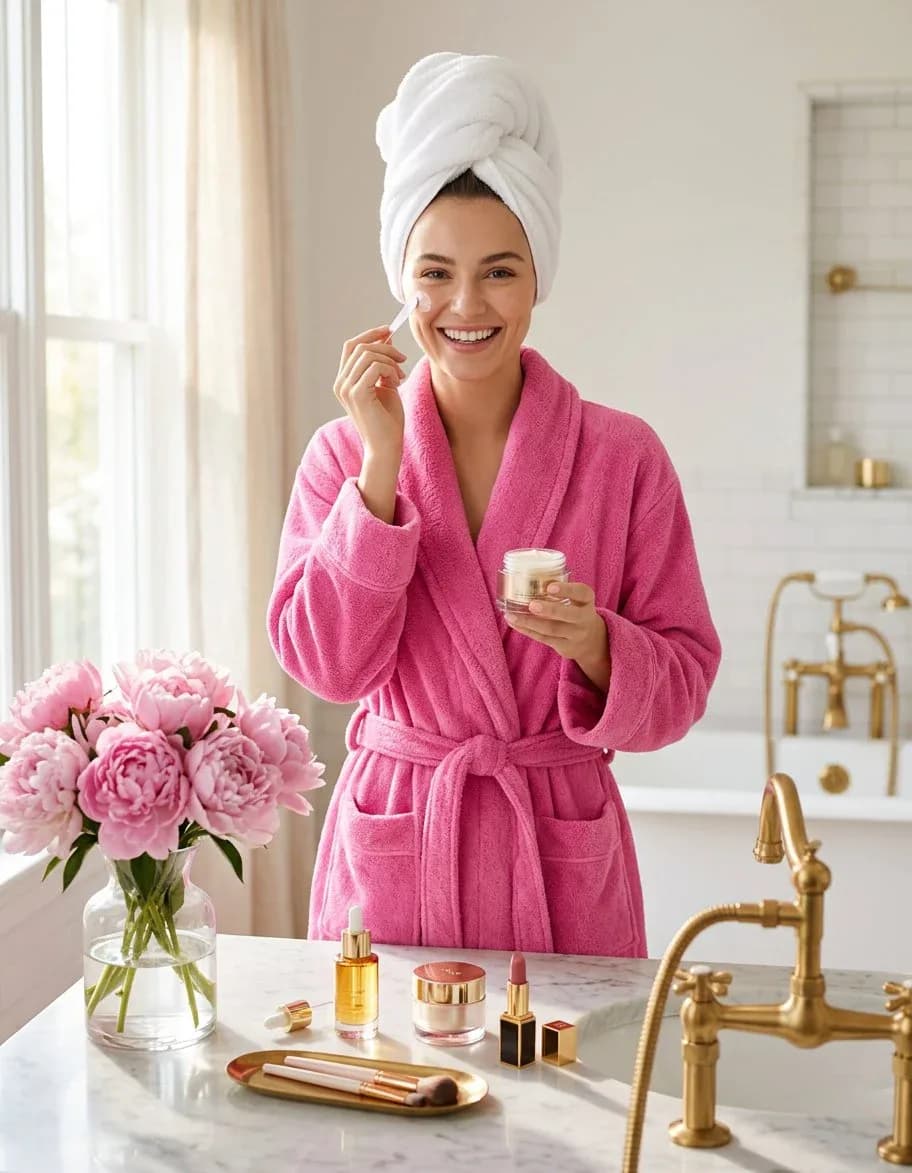 Pure Cotton Unisex Bathrobe Pink Large