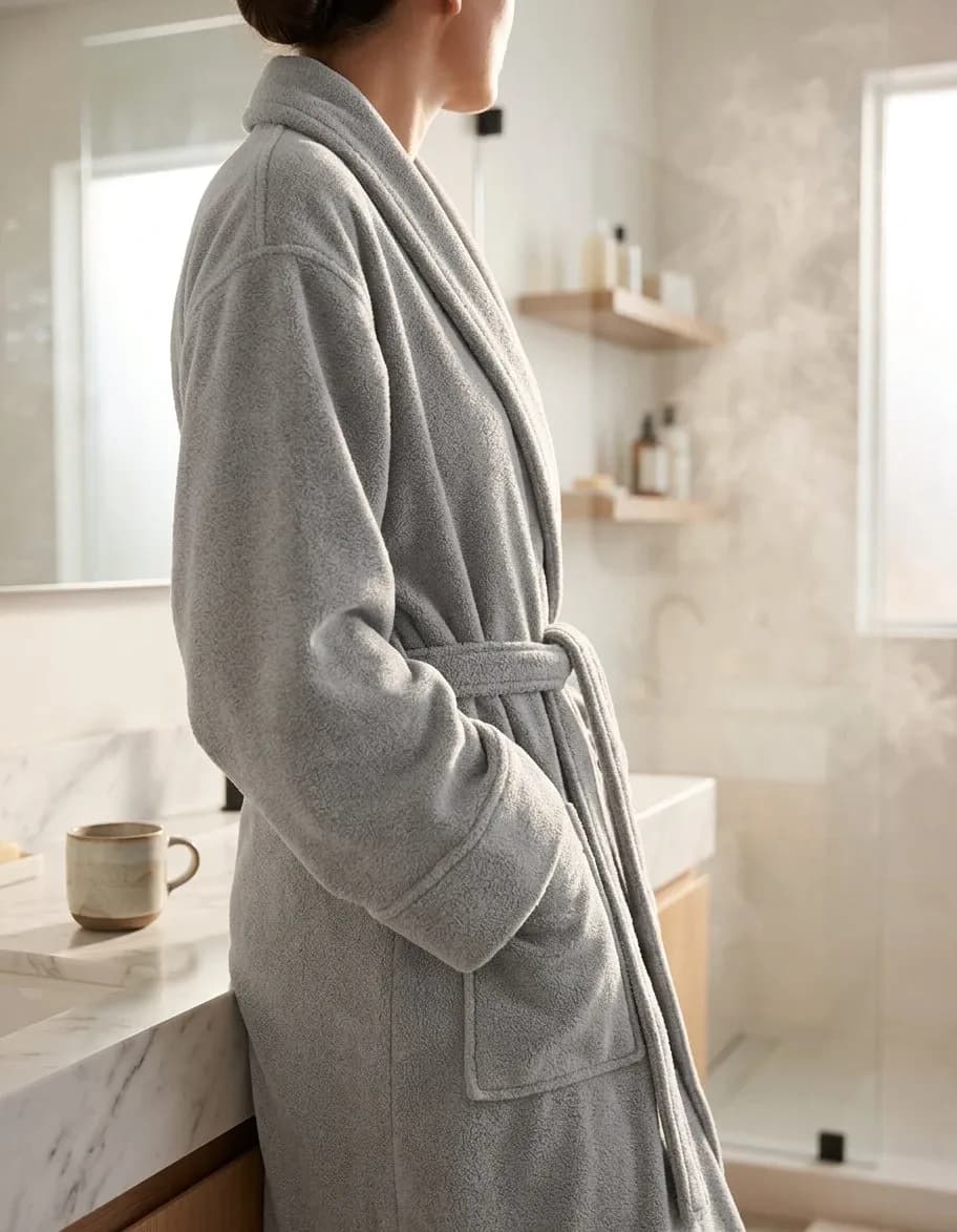 Pure Cotton Unisex Bathrobe Grey Large