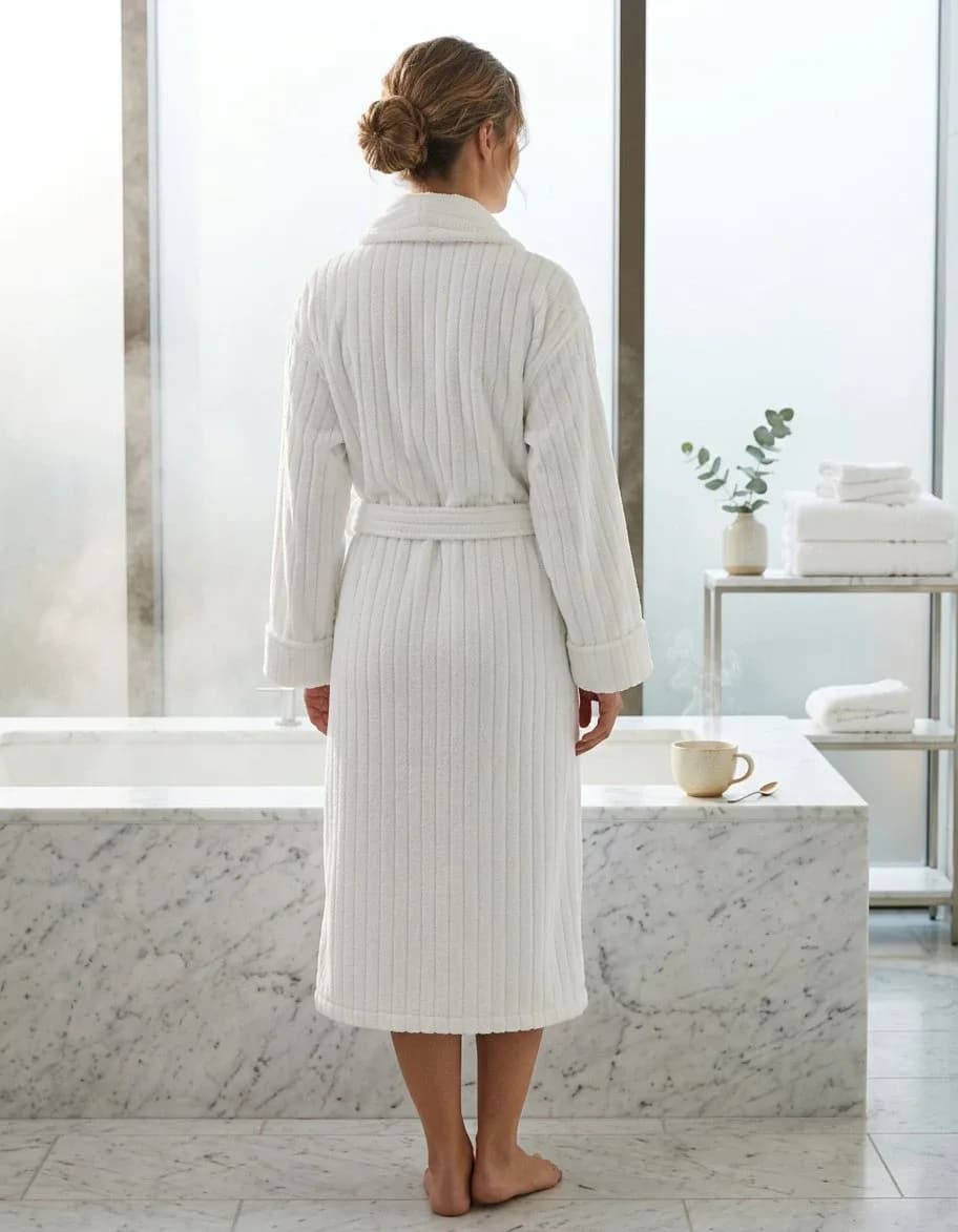 Pure Cotton Unisex Bathrobe White Large