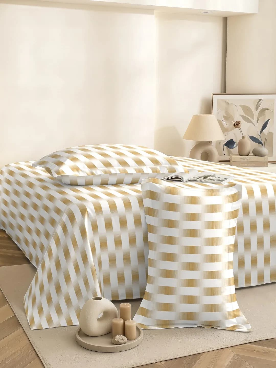 QHxHOMCOT Azure Glass 100% Pure Cotton Percale Queen 3Pc Bedding Set | 90x100 Inches