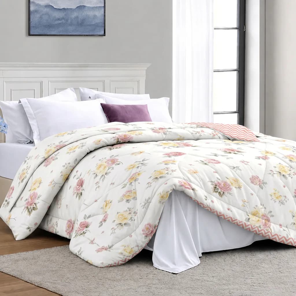 Rome 250GSM Printed Reversible Queen Comforter